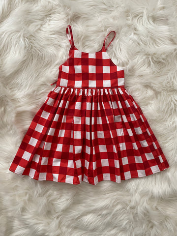 Gingham tie up dress